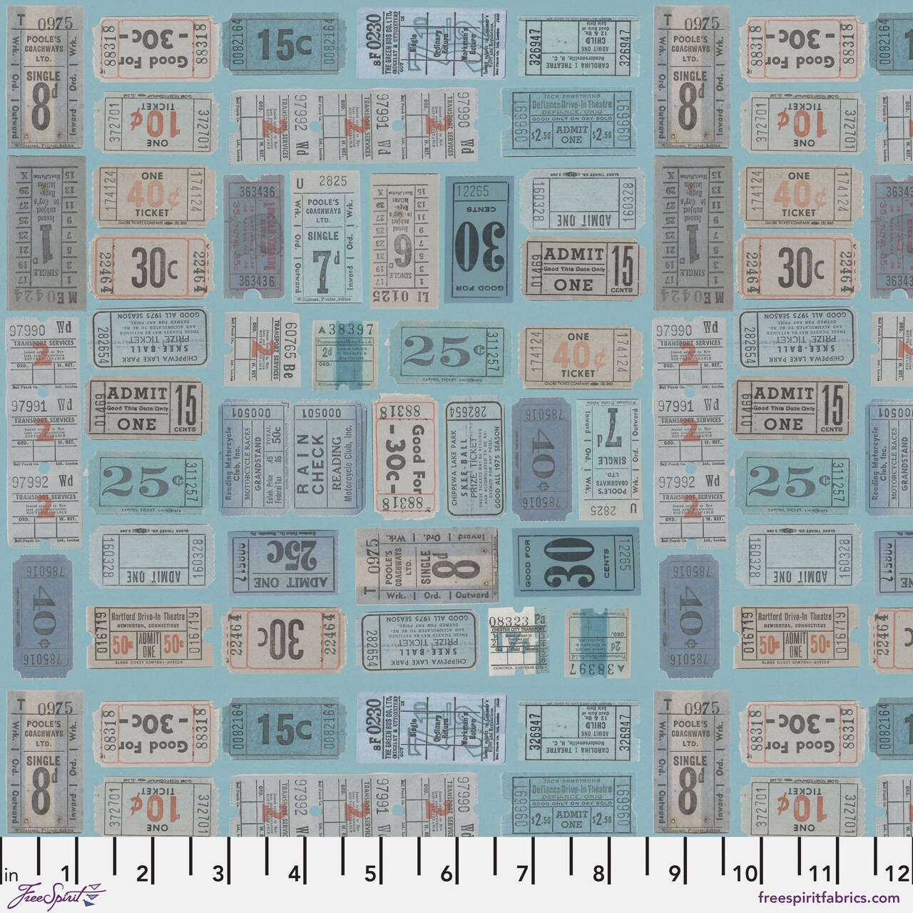 Tickets in Blue (pwth282.blue) | Eclectic Elements Palette in Blue | Tim Holtz | Free Spirit